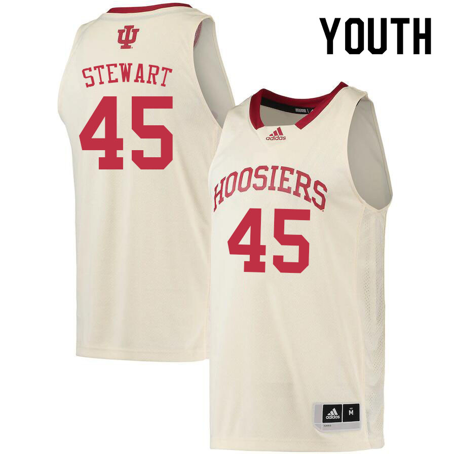 Youth #45 Parker Stewart Indiana Hoosiers College Basketball Jerseys Sale-Cream